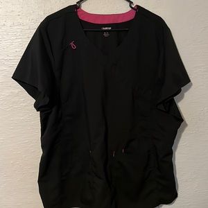 Black with pink stitching scrub top